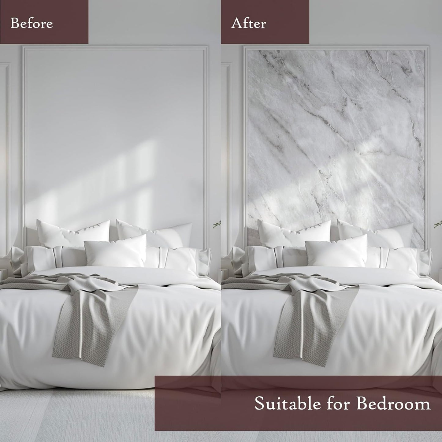 Very Berry Sticker Marble Contact Paper (White, 39" x 118", 1 Pack) Premium Peel and Stick Wallpaper for Countertop, Bathroom Vanities & Cabinets, Renter Friendly, Waterproof Vinyl