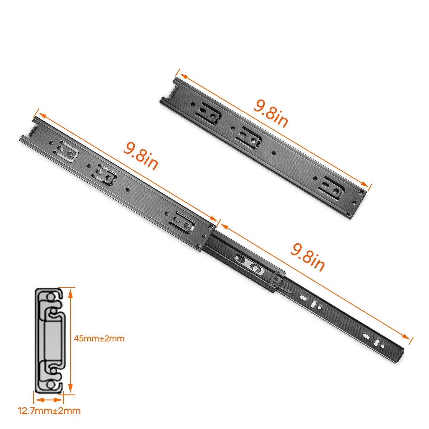 3 Pairs Drawer Slides 10 Inch, Heavy Duty Full Extension Ball Bearing, Side Mount Drawer Rails, 10" Drawer Side Mount Slides for Dresser, Cabinet, Kitchen - 100LB Capacity