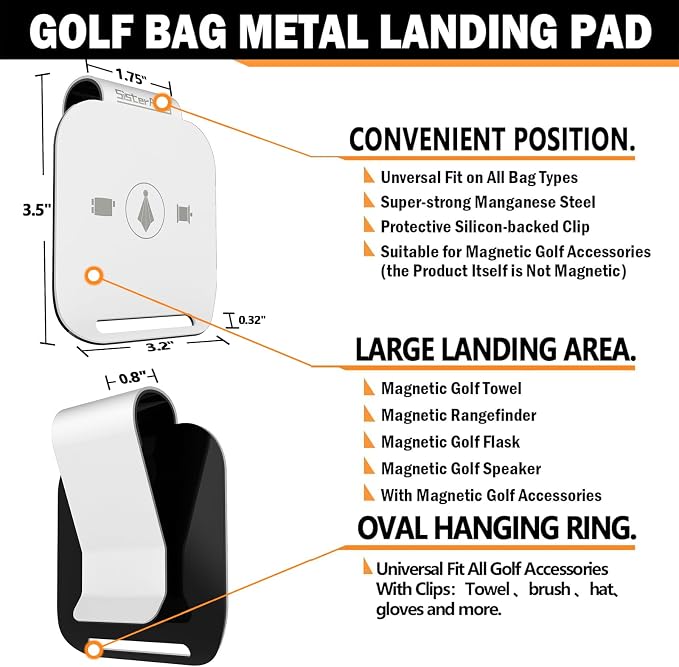 Golf Bag Metal Landing Pads and 9ft/12ft Water Telescopic Golf Ball Retriever