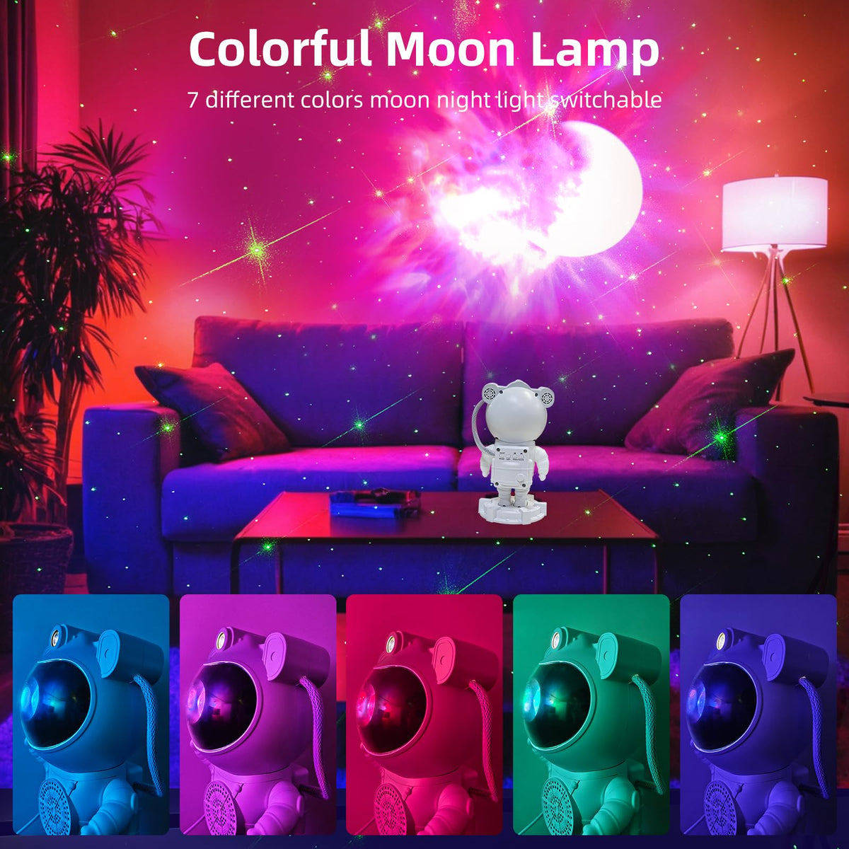 Astronaut Galaxy Projector-Star Projector,Bluetooth Speaker,White Noise, Star and Moon Galaxy Lights for Bedroom with Timer and Remote, Nebula Night Light 360° Adjustable, Starry Space Ceiling Lamp