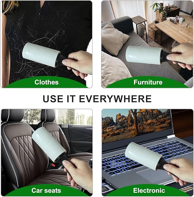 Lint Rollers for Pet Hair Extra Sticky, 600 Sheets Value Set Lint Roller with 2 Upgraded Handles, 6 Rollers Portable Pet Lint Remover for Clothes, Furniture, Carpet, Dog & Cat Hair Removal