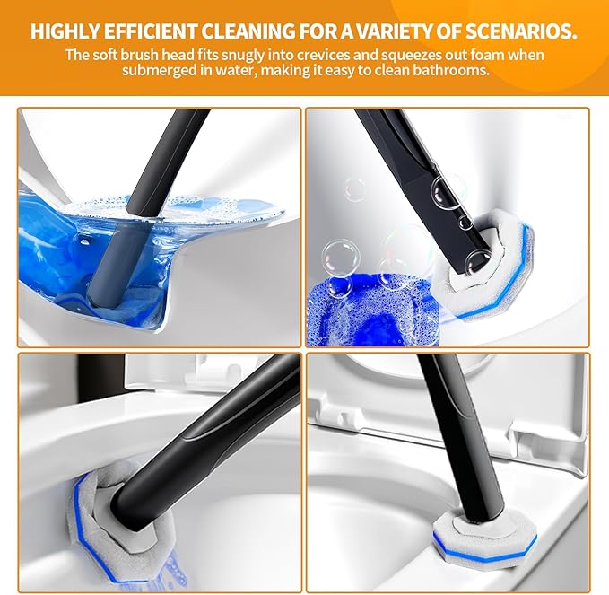 Disposable Toilet Brush - Toilet Bowl Cleaner, Toilet Cleaning Supplies, Toilet Brush with Holder, Toilet Bowl Cleaner Wands，40 Refills for Toilet Cleaning and Hygienic Bathroom Maintenance