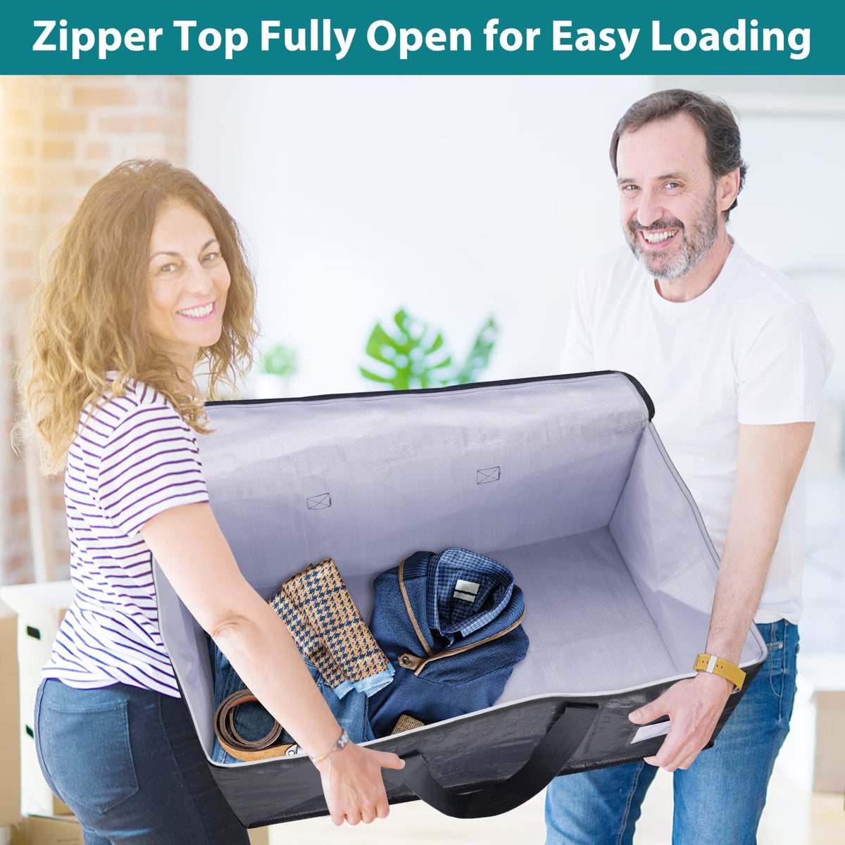 Fabspace Moving Boxes Heavy Duty Moving Bags with Strong Zippers and Handles Collapsible Moving Supplies, Storage Totes for Packing & Moving Storing 93L,8-Pack