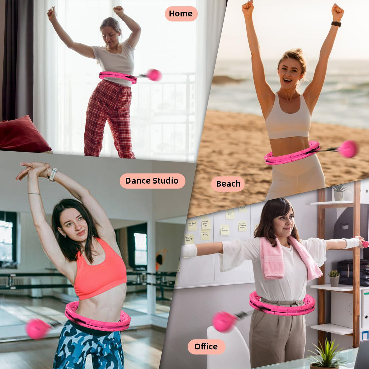 Argvsde Weighted Hula Infinity Fitness Hoop for Adult Weight Loss, 2 in 1 Smart Fitness Workout Hula Circle Hoops with 28 Detachable Knots, Exercise Fit Hoop Suitable for Women and Beginners
