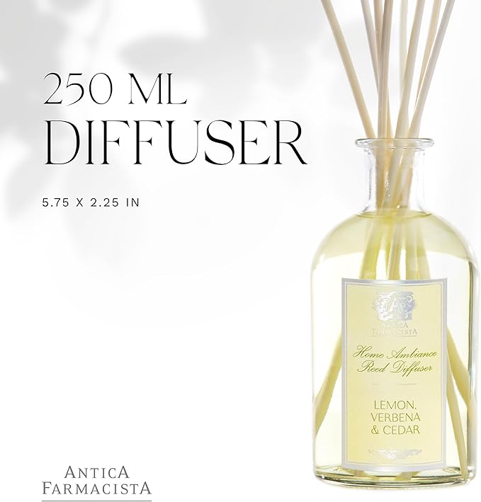 Antica Farmacista Home Ambiance Diffuser - Long-Lasting Reed Scent Diffuser - Luxury Room Freshener Gift - Lemon, Verbena & Cedar, 8.45 fl oz