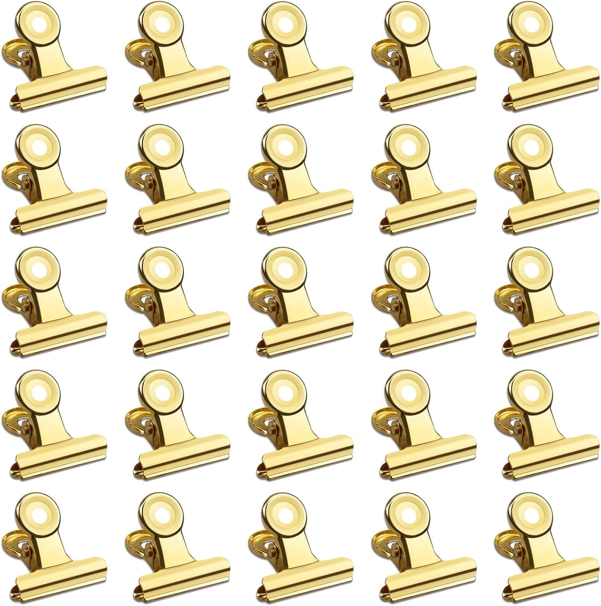30 Pack Small Bull Clips 0.87 Inch Mini Metal Hinge Clips Binder Paper Hinge Clip for Office, Home, School, Shops, Gold, 22mm