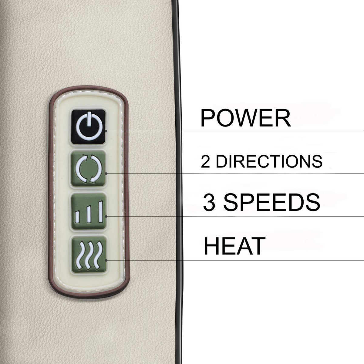 FIVE S FS8801 Shiatsu Neck and Back Massager with Heat Deep Kneading Massage for Neck, Shoulders, Back, Legs, Feet for Home, Office, Car - Beige
