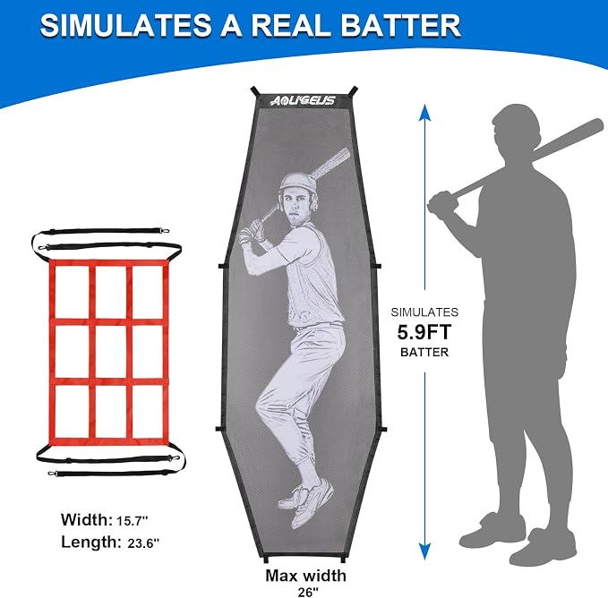 7'X7' Baseball Softball Practice Net,Pitching Net,Batting Net,with Baseball Tee,Bonus Strike Zone and Bow Frame,for Hitting,Pitching, Catching