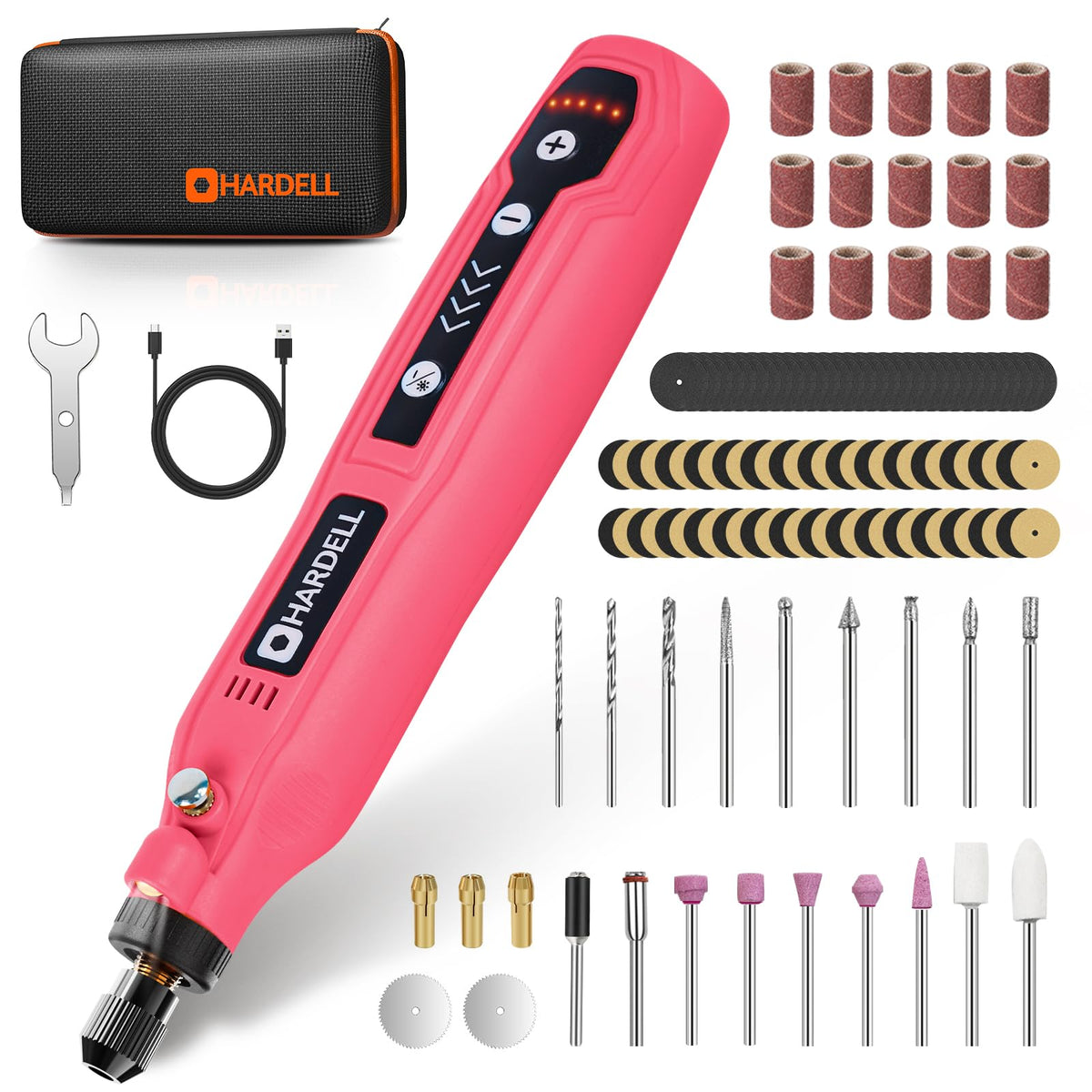 HARDELL Mini Cordless Rotary Tool, 5-Speed 3.7V rechargeable Kit with 69 Accessories, USB Charging Multi-Purpose Power Tool for Sanding, Polishing, Drilling, Etching, Engraving, DIY Crafts