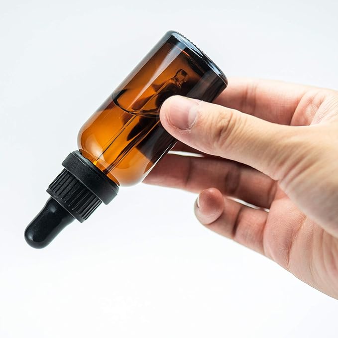 YIZHAO Black Glass Dropper Bottle 1oz, Tincture Bottles with Glass Dropper, for Essential Oils, Aromatherapy, Cosmetic, Laboratory, Pharmacy, Liquids, Travel –24 Pcs
