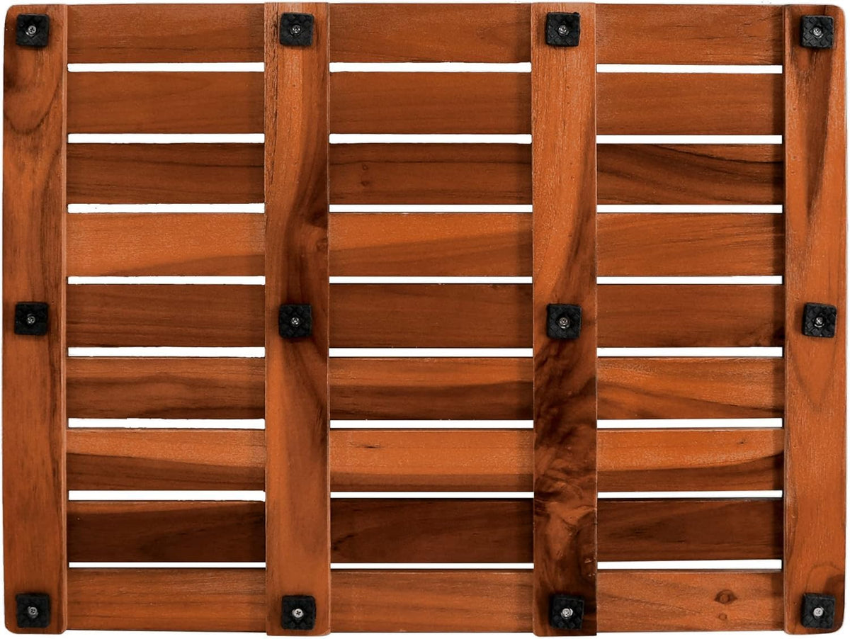 Utoplike (24"x18") Teak Wood Bath Mat, Shower Mats for Bathroom, Large for Spa Home or Outdoor
