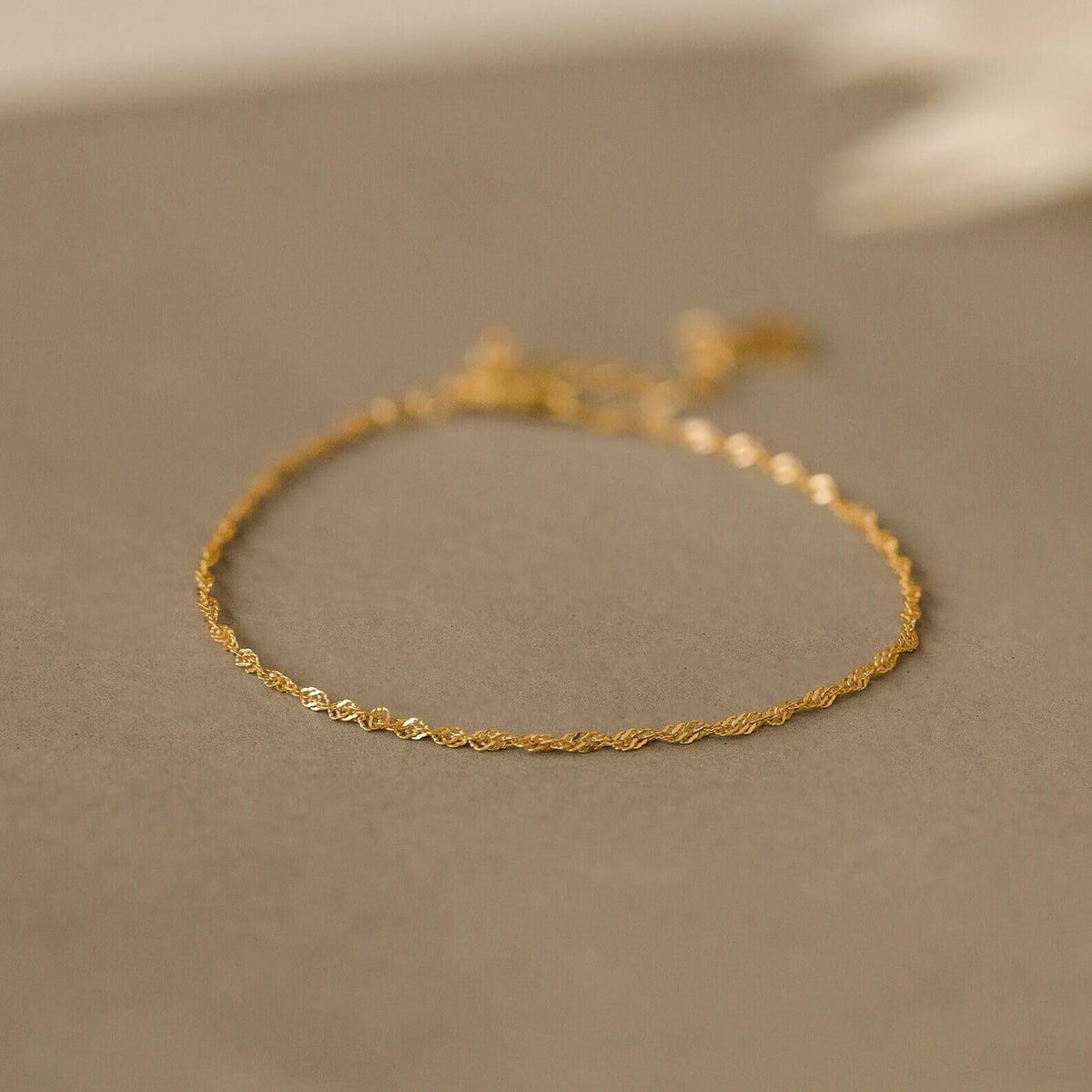 foyjoey 18K Gold Plated Thin Twist Chain Bracelets for Women Adjustable Simple Gold Layering Singapore Chain Bracelet Stainless Steel Dainty Everyday Waterproof Jewelry