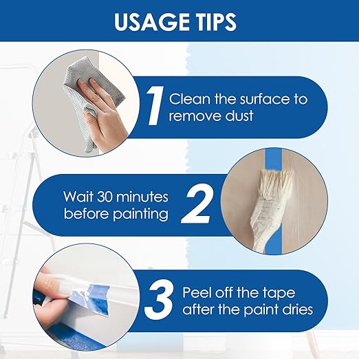48 Rolls Blue Painters Tape Bulk 1 Inch, Paint Tape 0.94In× 55 Yards, Upgrade Masking Painter's Tape for Walls Painting Car Crafts Home UV Resistant, Total 2640 Yards