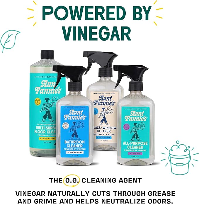 Aunt Fannie's Glass & Window Cleaning Vinegar Spray, Natural Streak-Free Spray 16.9 Ounces (Pack of 3)