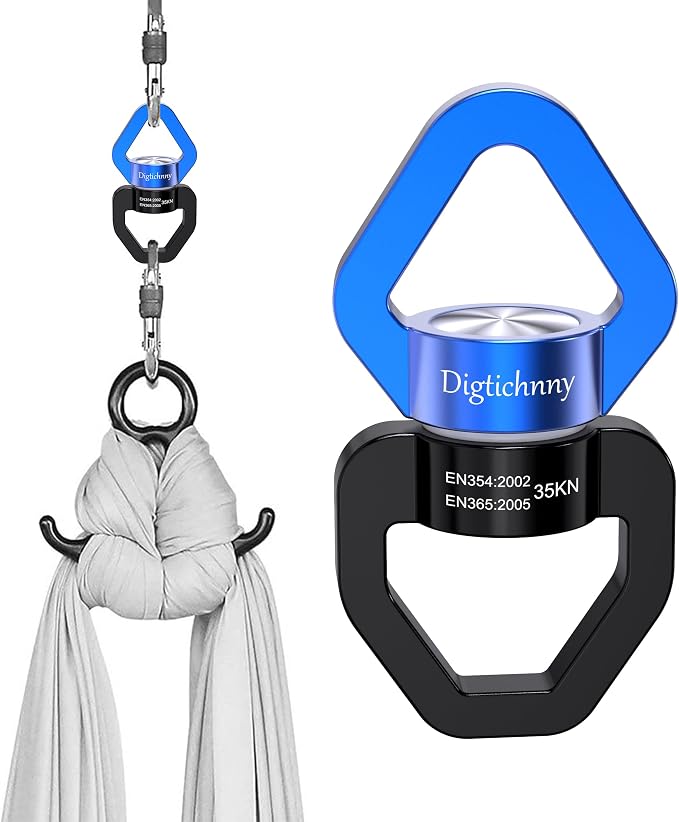 2 Pack Swing Swivel Heavy Duty, Spinning Swing Swivels,35KN Capacity,for Aerial Silk,Rock Climing Swivel, Children's Swings,Black Blue