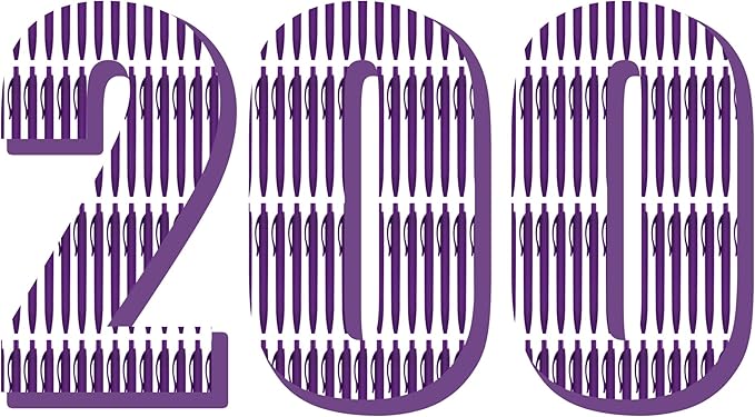 Deegtran 200 Pack No Bleed Purple Barrel Click Pens, Wholesale Retractable Ballpoint Pens, Medium Point, Smooth Ink, 1.0MM Black Ink