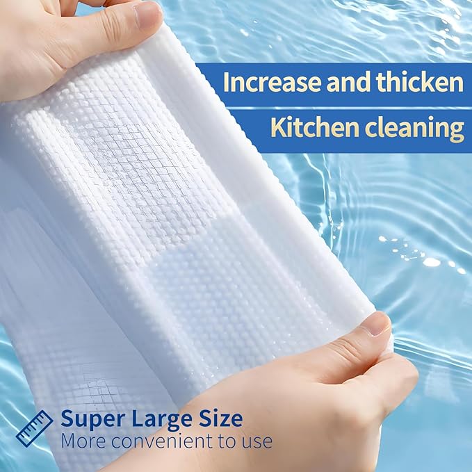 Reusable Dry & Wet Dish Soap Foam Wipes - Multi-Purpose Cleaning Towels for Kitchen, Bathroom, Travel | No Water Needed, Eco-Friendly, Reaches Hard-to-Clean Areas (60 Pack)