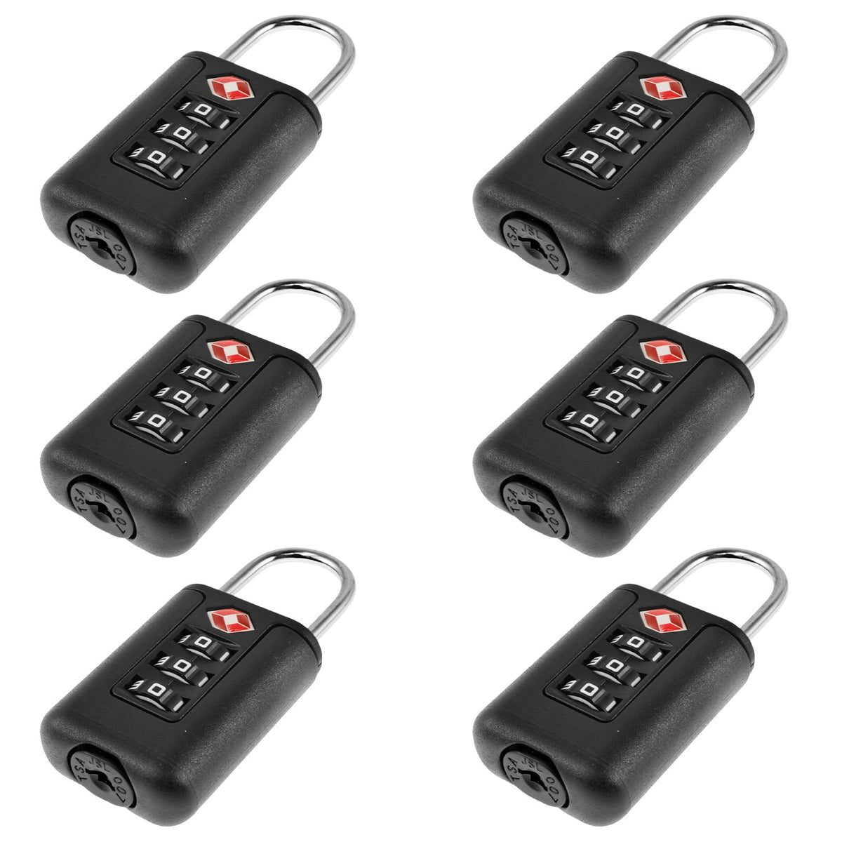 6Pcs TSA Approved Luggage Locks 3 Digit Travel Combination Portable Small Padlocks Stainless Steel TSA Accepted Toolbox Locks for Travel Bag Suitcase Lockers