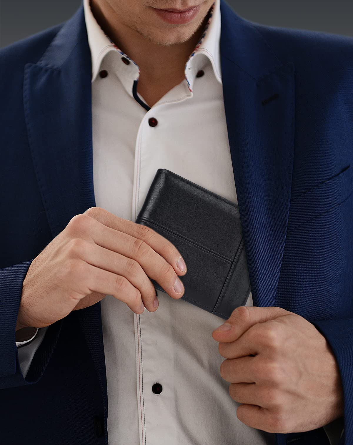 Swallowmall Mens Wallet Rfid Blocking Leather Wallet for Men Bifold Wallets with 1 ID Window 16 Card Slot