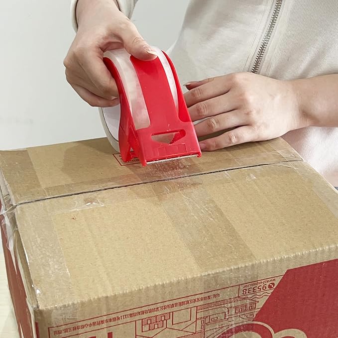 QILIMA 3 Rolls Clear Packing Tape with 3 Dispenser, Total 180 Yard,Heavy Duty Packaging Tape Designed for Moving Boxes, Shipping, Office, 2Mil 2 Inch x 60 Yard