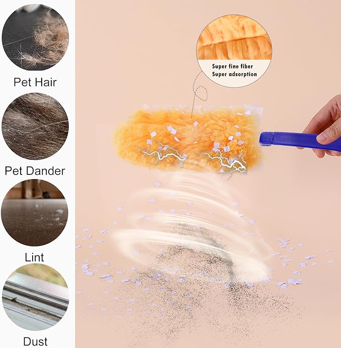 10 Count Heavy Duty Duster Kit for Swiffer Duster, Unscented Disposable Dusters with 1 Handle for Cleaning