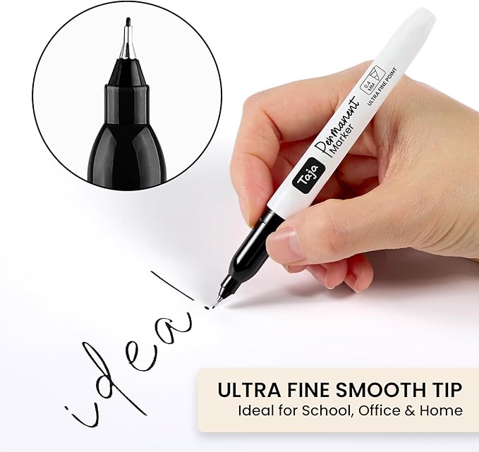 Permanent Markers Ultra Fine Tip, 30 Pack Black Quick-Drying and Fade-Resistant Permanent Markers Bulk Set for Writing and Drawing on Wood, Plastic, Metal, Glass, Ideal for Office School Supplies
