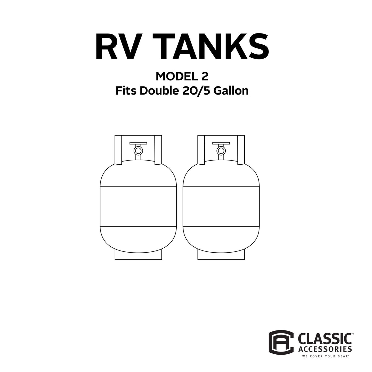 Classic Accessories Over Drive RV Tank Cover, Double 20/5 Gallon Tanks, Grey, Heavy-Duty Fabric, Zippered Access, Elasticized Hem