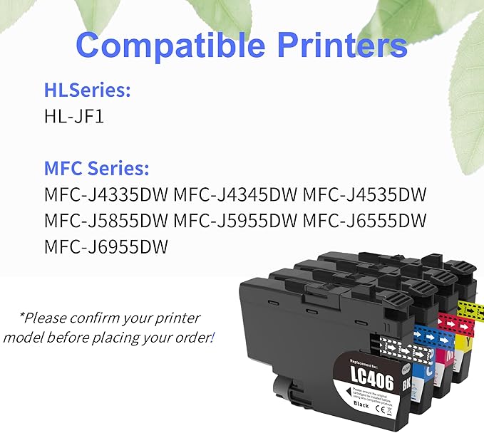 F FINDERS&CO LC406 Ink Cartridges LC 406 Ink Work with MFC-J4335DW J4345DW MFC-J4535DW MFC-J5855DW J5955DW J6555DW MFC-J6955DW Printer (4Pack)