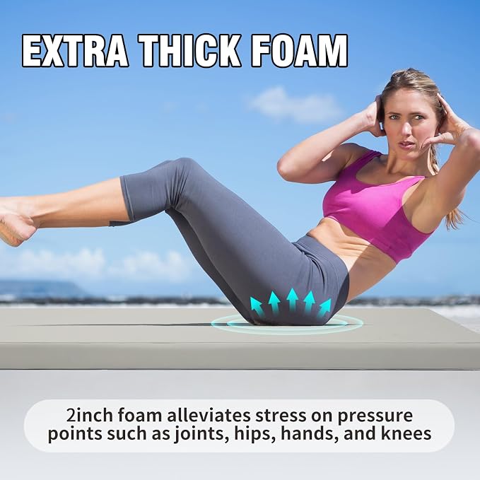 2 Inch Thick Yoga Mat, 72''x24'x2" extra-thick exercise mat. Fitness mat,Foldable Extra Thick Exercise Mat PU Leather,Gymnastics Mat withPilates, Stretching.