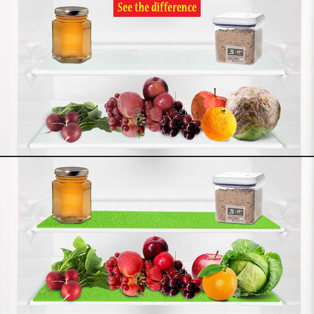 Dualplex® Fruit & Veggie Life Extender Liner for Fridge Refrigerator Shelves, 15 x 24 Inches (2 Pack) – Extends The Life of Your Produce & Prevents Spoilage