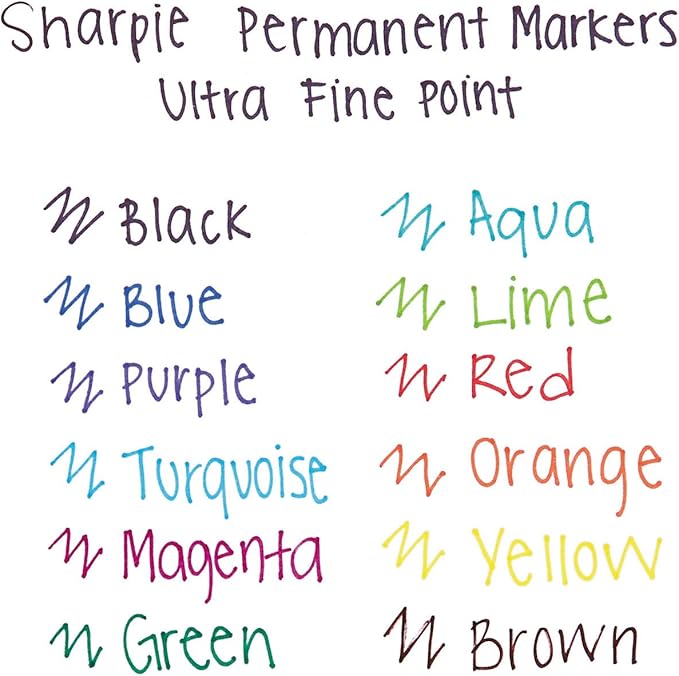 Sharpie Permanent Markers Ultra Fine Point Assorted Colors 12 Count