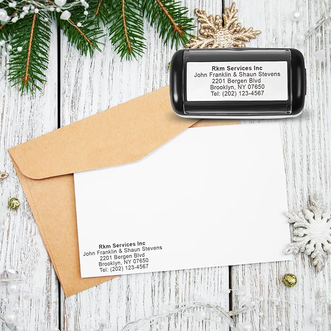 Large Size Custom Self-Inking Stamp Customized Return Address Stamp - Up to 5 Lines of Text Choose from Many Fonts & Ink Colors