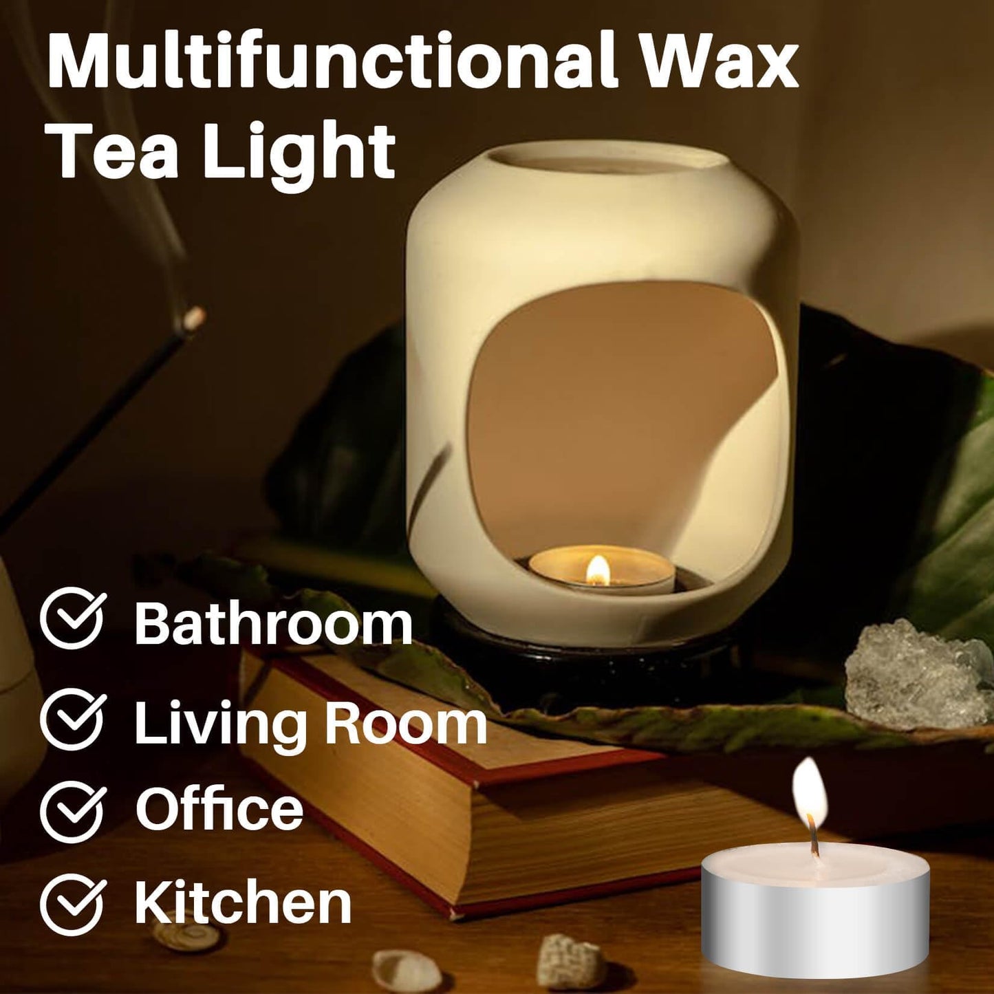 Tealight Candles - Tea Lights Candles Unscented Tea Tree Lights Mini Votive with Cotton Wick for Decorating Home,Pool,Shabbat,Wedding,Emergencies,Christmas,Halloween,Parties, Spas