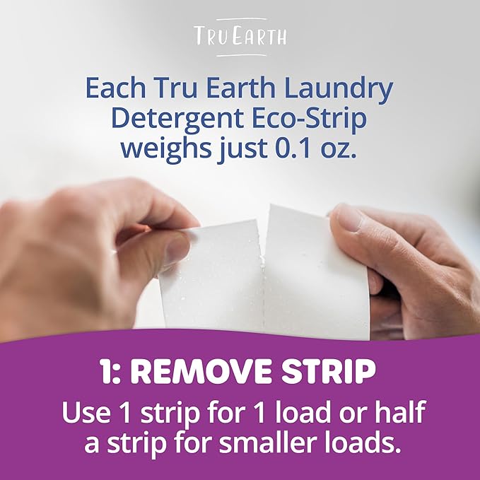 Tru Earth Compact Dry Laundry Detergent Sheets - Up to 768 Loads (384 Count) - Paraben-Free - Original Eco-Strip Liquidless Detergent, Travel Sheets - Lilac Breeze