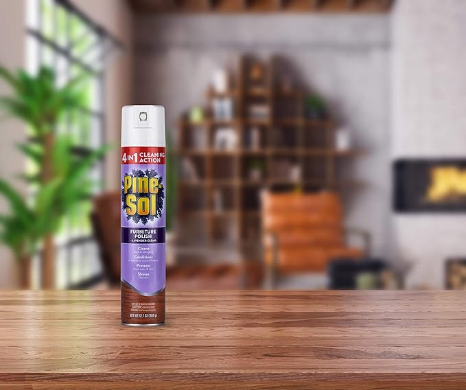 Pine-Sol Furniture Polish Aerosol, Lavender Scent - Wood Furniture Polish Spray Gives You A Powerful Clean You Can Trust - 12.7 Ounce - 6 Pack
