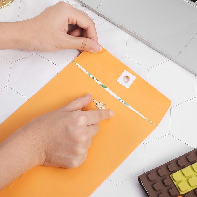 Frienda 4 Sizes Clasp Envelopes Kraft Paper Catalog Clasp Envelope with Closure for Filing, Storing or Mailing Documents, 50 Pieces(6 x 9 In, 9 x 12 In, 10 x 13 In, 12 x 15.5 In,Yellow)