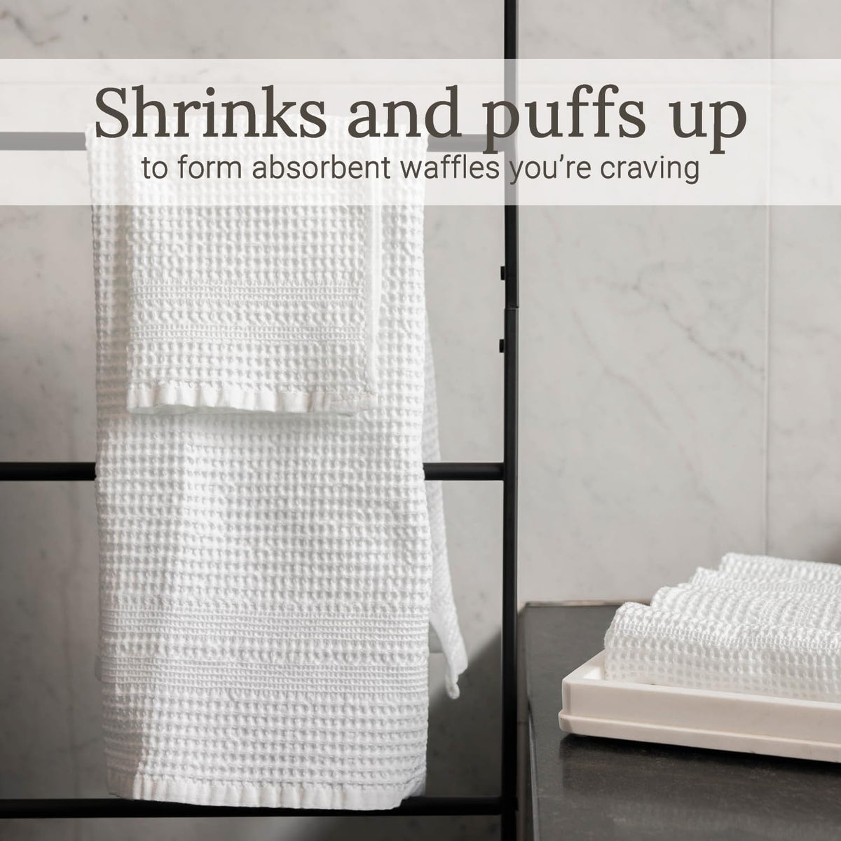 GILDEN TREE Waffle Towels Wash Cloths for Showering, Exfoliating Washcloth Face Towels, Quick Dry Towel Cotton Washcloths Set of 4, Classic Style (White)