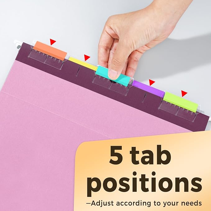 SUNEE Hanging File Folders Vintage Colors, 25 Pack Letter Size File Folders with 1/5-cut Tabs, Stay Organized for Your Home and Office Bulk File and Documents