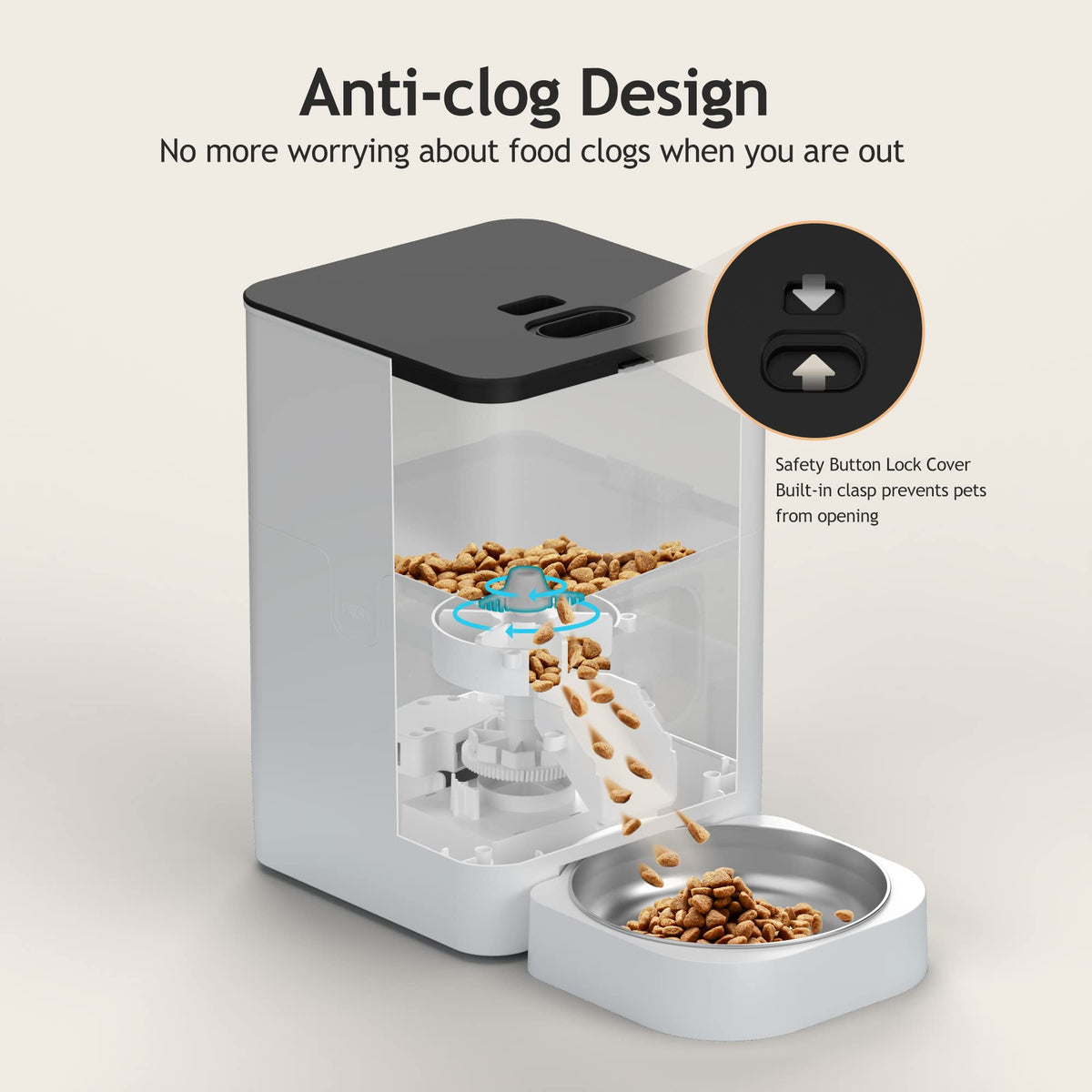 VOLUAS Automatic Cat Feeders - Timed Pet Feeder for Cats and Dogs with Dry Food Dispenser, Desiccant Bag, Programmable Portion Control, 4 Daily Meals, 10s Voice Recorder