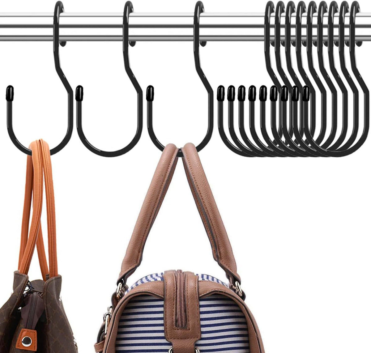 24-Pack Purse Hangers for Closet, Large 5-inch Twist Design Hooks for Bags, Purses, Handbags, Belts, Scarves, Hats
