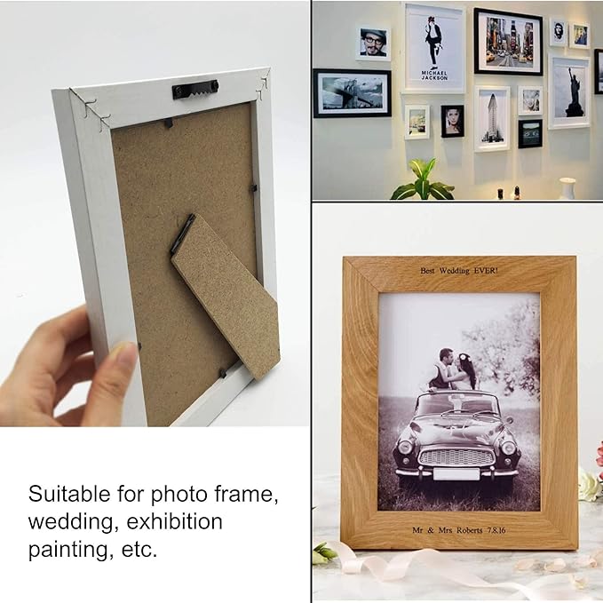 50 Pack Small Sawtooth Picture Hangers - Steel Picture Hanging Solutions with Screws, for Hanging Clock Paintings Artwork Frame Hooks (Black)