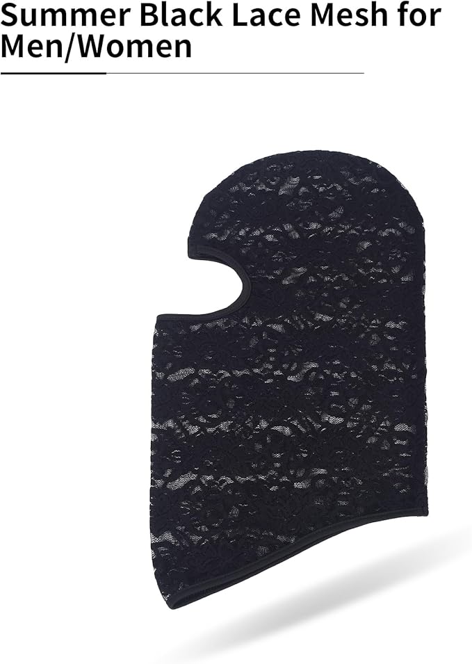 Xeoxarel Full Face Lace Mask Balaclava, Mesh Sexy Cover for Men/Women, Masquerade Party Punk Stretchy Spandex Hood