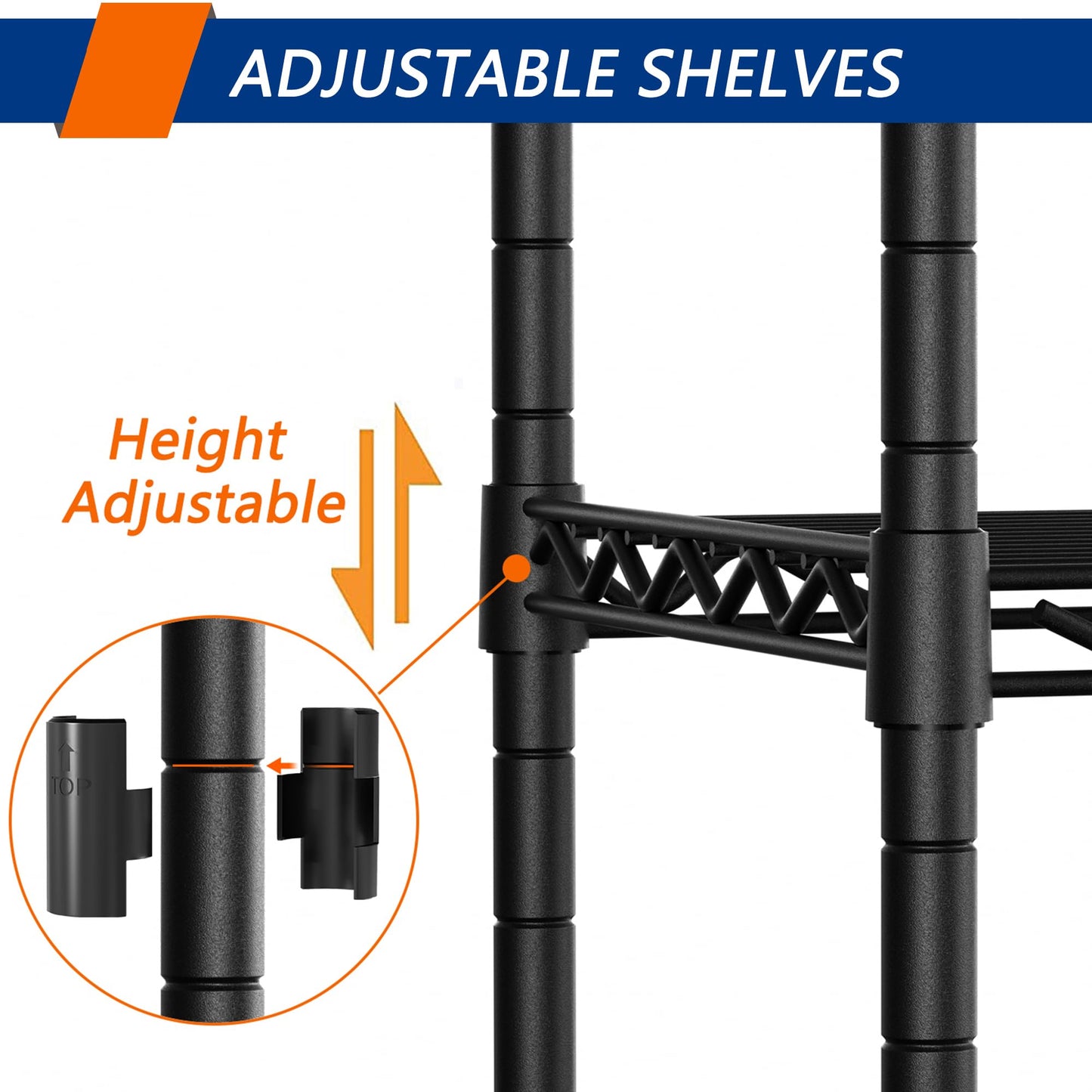 4-Shelf Adjustable Heavy Duty Storage Shelving Unit, Metal Organizer Wire Rack for Laundry Bathroom Kitchen Pantry Closet, Black