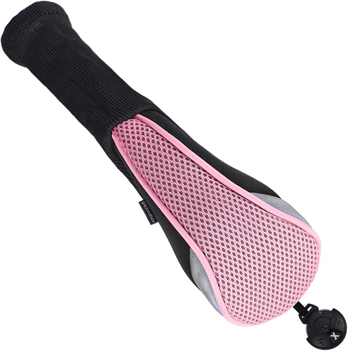Andux 4pcs Long Neck Golf Hybrid Club Head Covers Dial No. Tag CTMT-02 | Mesh Breathable material | all the Same Size | Coloured Piping | Pull-On Closure