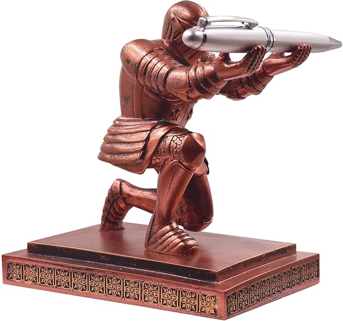 Executive Knight Pen Holder with a Pen Personalized Desk Accessories Decor Home Office Cool Pen Stand Red
