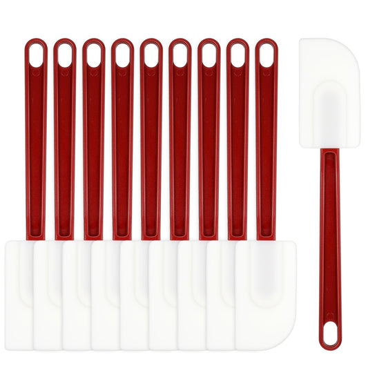 10 Pcs 10 Inch Flexible Rubber Spatulas, Silicone Spatula Set, Commercial Grade Silicone Spatulas Heat Resistant, Non Stick Soft Rubber Scraper for Kitchen Cooking Mixing Frying Spreading Baking