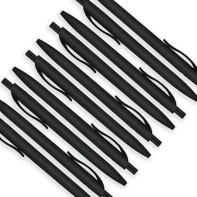 Deegtran 100 Pack No Bleed Black Barrel Click Pens, Wholesale Retractable Ballpoint, Medium Point, Smooth Ink, 1.0MM Black Ink