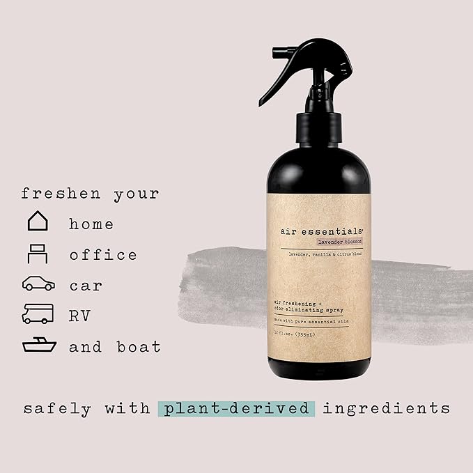 Air Essentials Air Freshener & Odor Eliminator Spray - 12 oz, Pack of 2 - Made with Pure Essential Oils - Lavender Blossom Scent