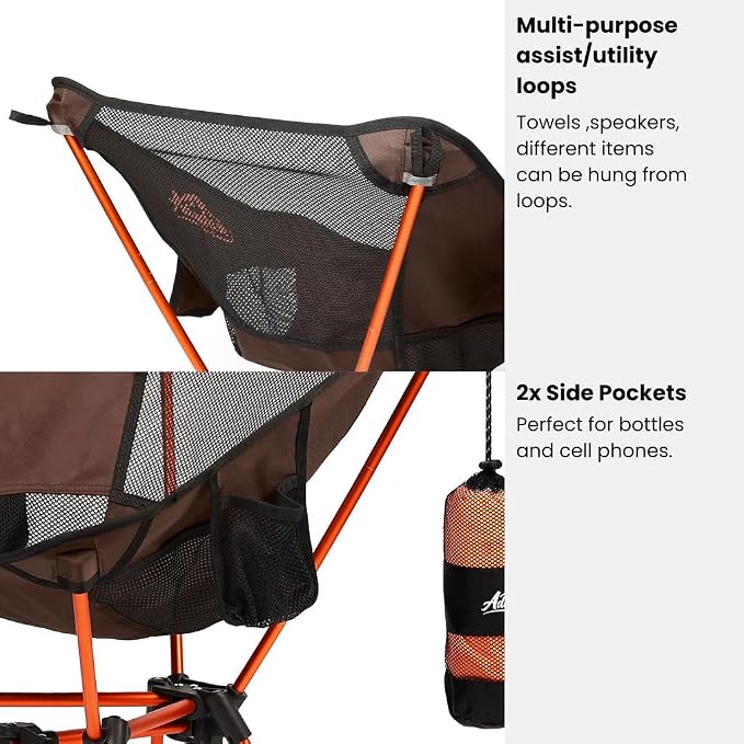 Portable Camping Chair with 3 Towels | Compact, Foldable & Sturdy - Lightweight Backpacking Chair for Camping, Hiking, Beach, Tailgates and More | 330 Lbs Capacity
