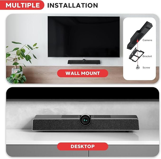 Pyle 4K USB Video Conference Room Camera System 120° FOV with 5X Zoom, AI Auto Framing, Echo Cancellation, 8m Mic Pickup Conferencing System for Home Offices, Zoom, Skype, Microsoft Teams, PC Meetings